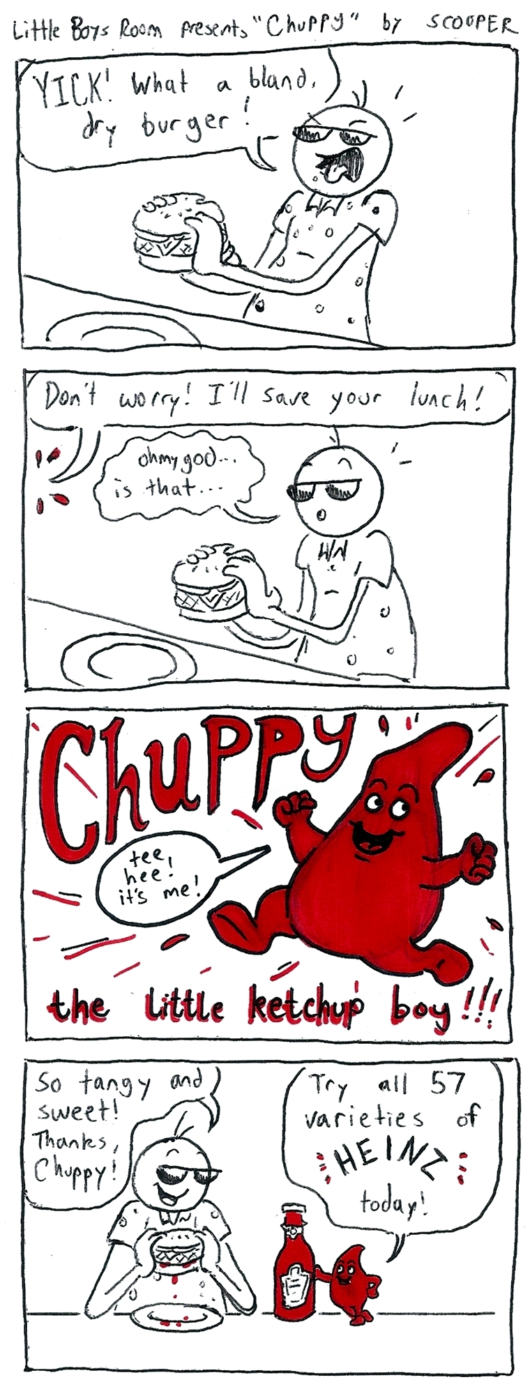 chuppy created by sarah shockey & inspired by the good honest ketchup made by the Heinz company